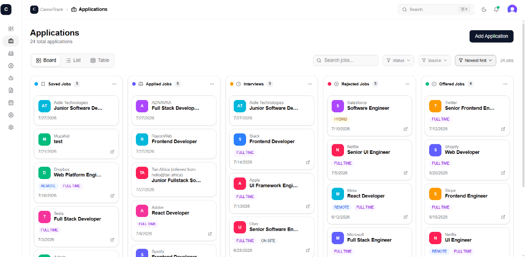 Applications Kanban Board — Multi-Stage Opportunity Tracker